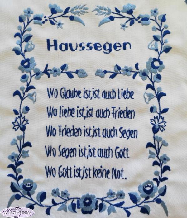 Házi Áldás németül,Haussegen kék 43x33 cm