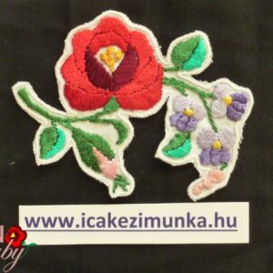 Felvarró kézzel hímzett - Felvarható - kalocsai mintás - 8x7 cm-Lelle