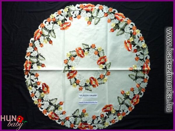 Terítő Gépi Pipacsos drapp 85 cm kör