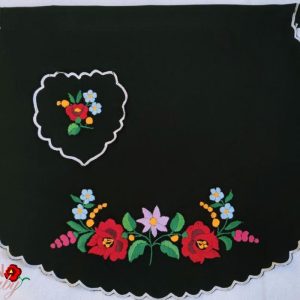 Kötény kalocsai fél fekete 50x40 cm
