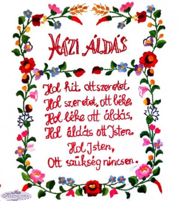 Házi áldás hímzett kalocsai 43x33 cm