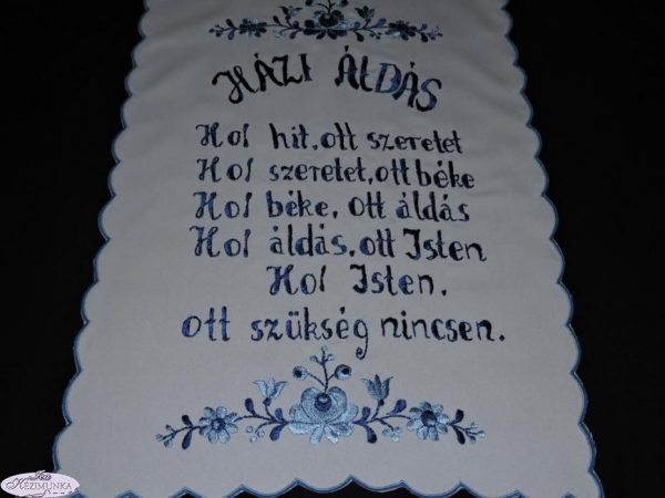 Falikép Házi áldás Matyó kék 55x40 cm
