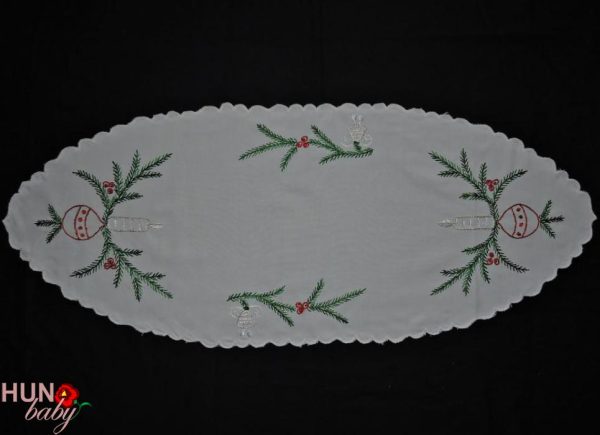 Karácsonyi terítő futó kézi színes hímzéssel 85x35 cm