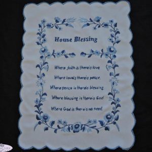 Házi Áldás,House Blessing kék hímzés 43x33 cm