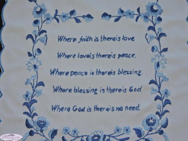 Házi Áldás,House Blessing kék hímzés 43x33 cm
