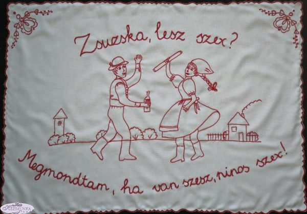Falvédő hímzett,Zsuzska lesz szeksz 80x56cm