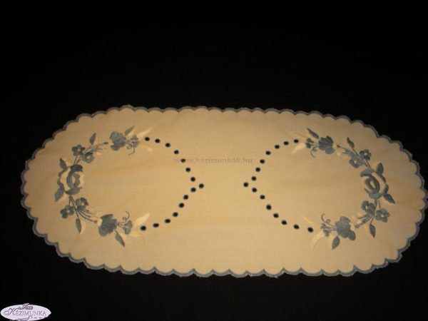 Hímzett terítő kalocsai kék hímzéssel 50x28 cm