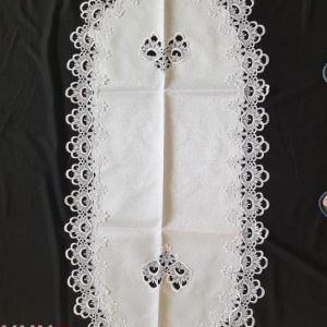 Csipkés szélű fehér nagy futó ovál 120x60 cm