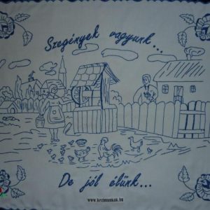 Falvédő előnyomott szegett, Szegények vagyunk 82x52 cm