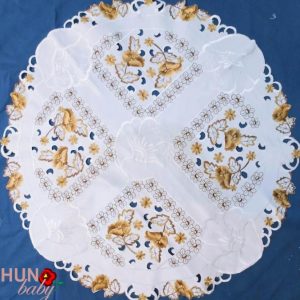 Géppel hímzett terítő fehér pipacsos kör 85 cm