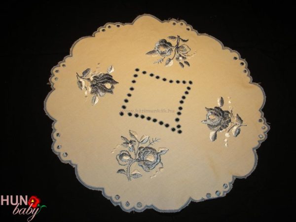 Hímzett terítő kék kalocsai kör 35 cm