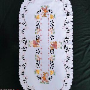 Húsvéti terítő gépi fehér nyuszis 120x60 cm