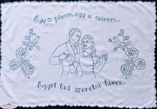 Falikép előnyomott,szegett,Egy a párom egy a szívem 82x55 cm