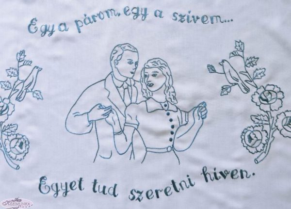 Falikép előnyomott,szegett,Egy a párom egy a szívem 82x55 cm