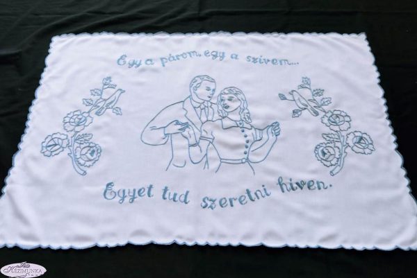 Falikép előnyomott,szegett,Egy a párom egy a szívem 82x55 cm