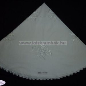 Hímzett terítő fehér,riselt 150cm