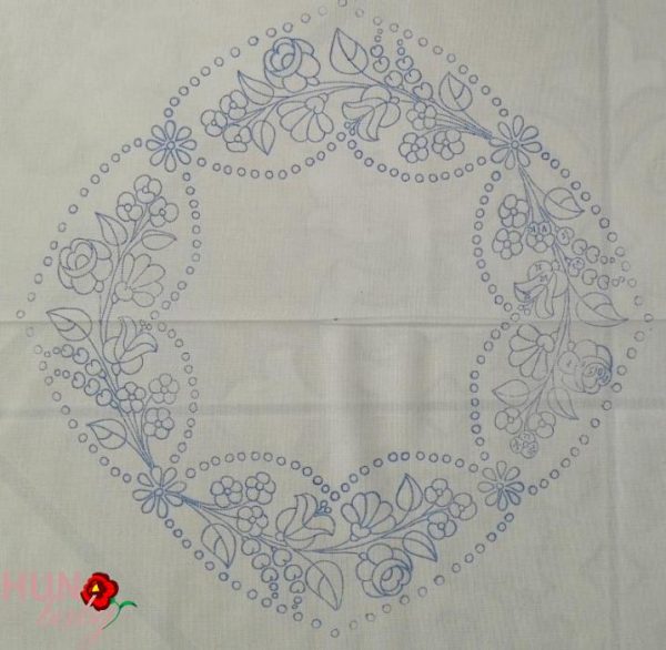 Előnyomott szegetlen kalocsai nagyterítő kör 150 cm
