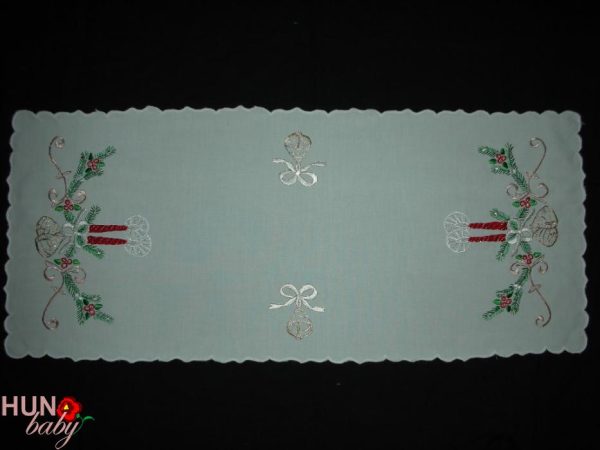 Karácsonyi terítő előnyomott futó szegett 85x35 cm