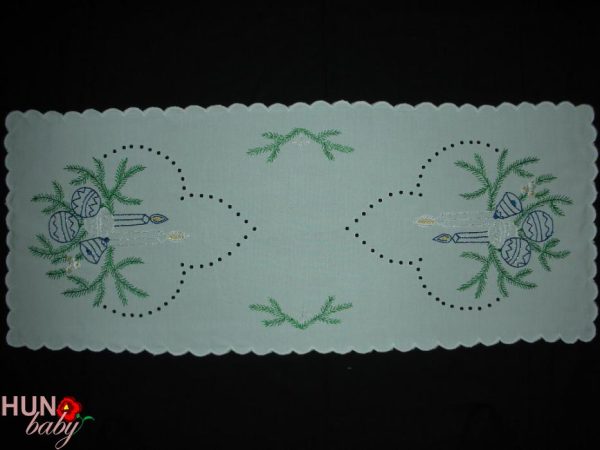 Karácsonyi terítő előnyomott futó szegett 85x35 cm