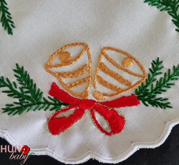 Karácsonyi terítő előnyomott szegett kör 16 cm