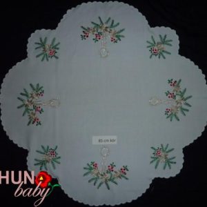 Karácsonyi terítő előnyomott szegett kör 85 cm