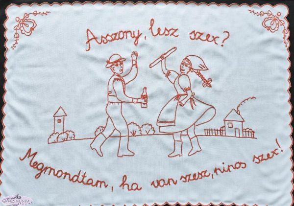 Előnyomott falvédő szegett, Asszony lesz szex 80x57cm-01