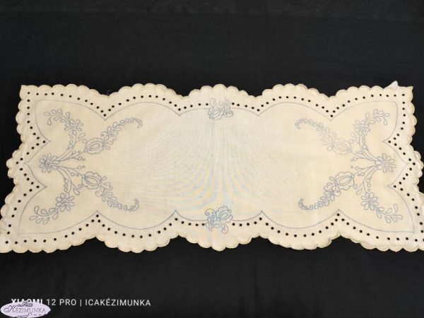 Előnyomott kalocsai terítő szegett drapp 85x35cm
