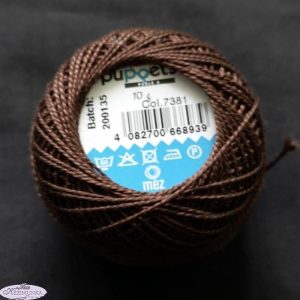 Hímzőfonal perlé 10 gr sötét barna 7381