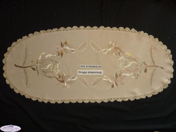 Hímzett terítő drapp rózsás 88x38 cm