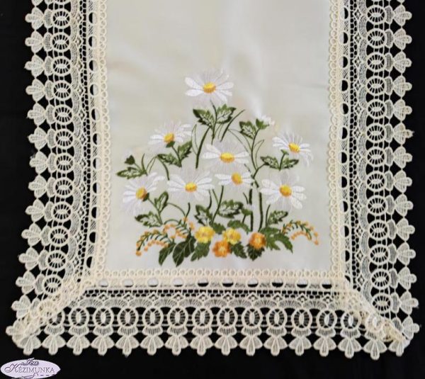 Csipkés szélű terítő v.drapp margarettás 83x36cm