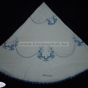 Hímzett terítő kékkel,luggalt 150cm