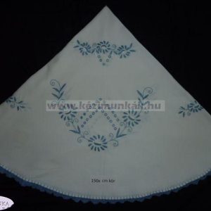 Hímzett terítő kékkel kör150cm