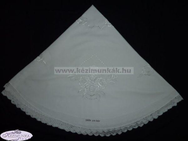 Hímzett terítő fehér kör 150cm